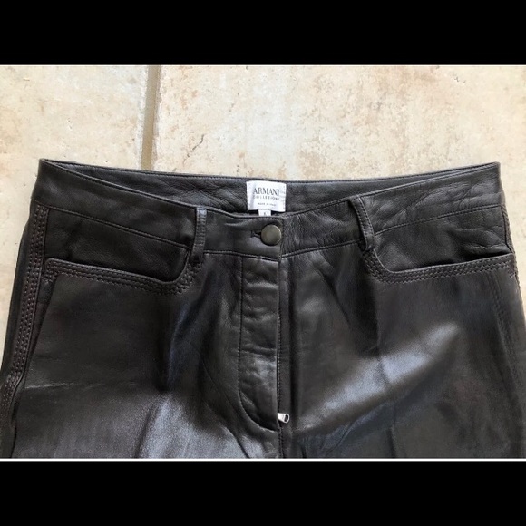 Armani Collezioni Women's Leather Pants, Size 8 - Picture 5 of 5